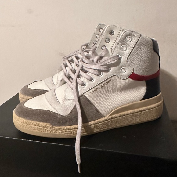 SAINT LAURENT SL/24 CANVAS & LEATHER HIGH-TOP SNEAKER - Picture 1 of 9